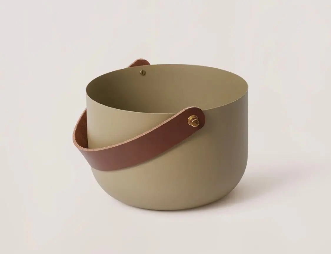Tan Leather Handle Basket